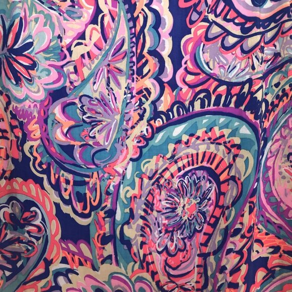 Lilly Pulitzer Sleeveless Stacey Top Size S Blue Current Drop Me A Lime - Picture 4 of 7